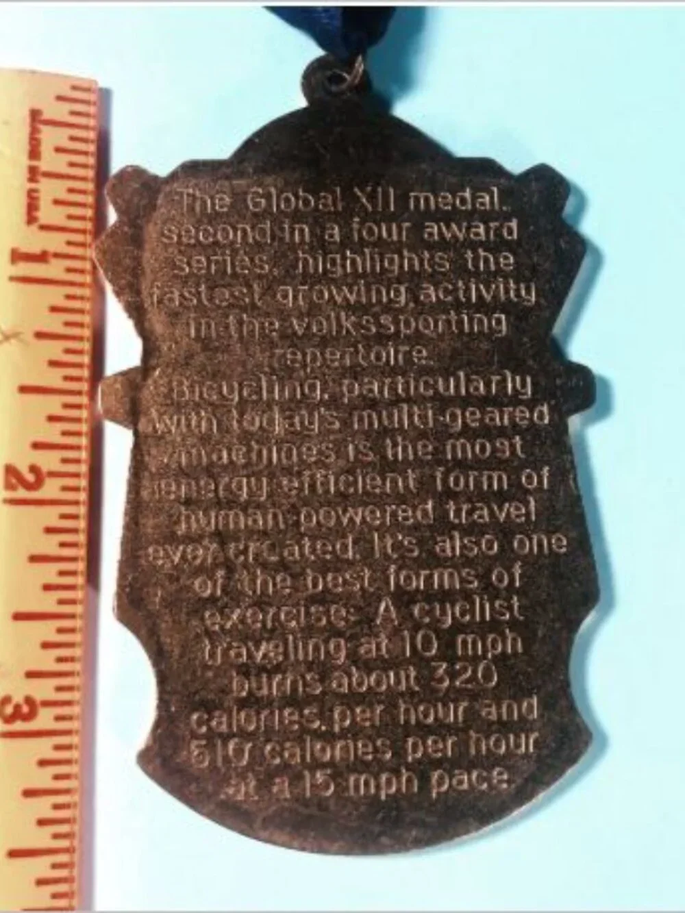 1992 Global XII - GLOBAL USAF Volksmarch Cycling Medal with ribbon ,EUC